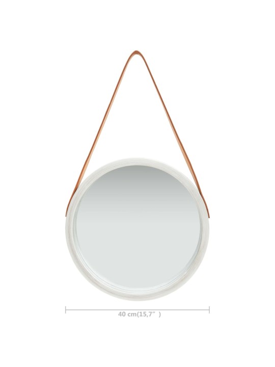 Nástěnné zrcadlo s popruhem 40 cm stříbrné