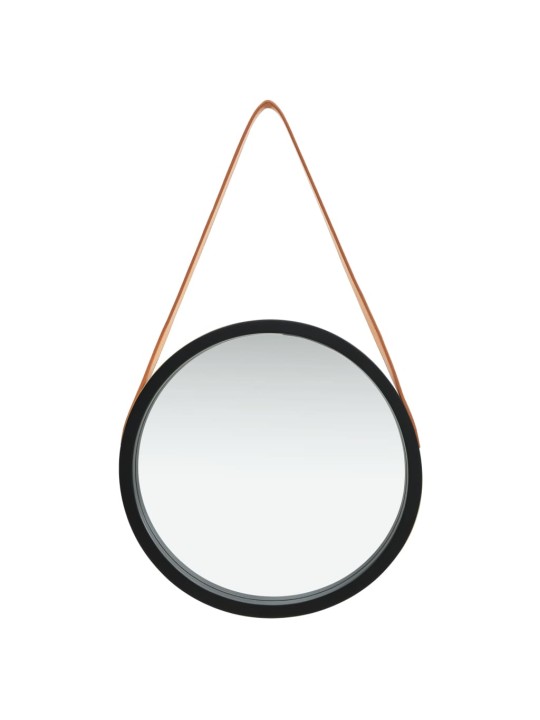 Nástěnné zrcadlo s popruhem 40 cm černé