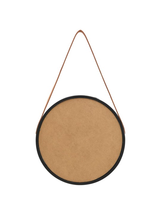 Nástěnné zrcadlo s popruhem 40 cm černé