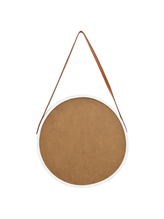 Nástěnné zrcadlo s popruhem 50 cm bílé