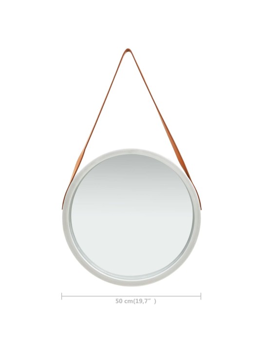 Nástěnné zrcadlo s popruhem 50 cm stříbrné