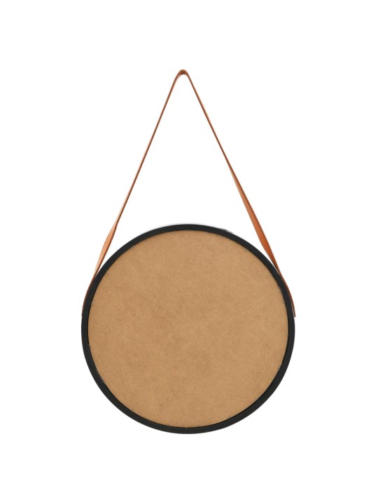 Nástěnné zrcadlo s popruhem 50 cm černé