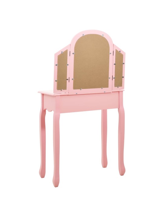 Toaletní stolek se stoličkou růžový 65x36x128 cm pavlovnia MDF