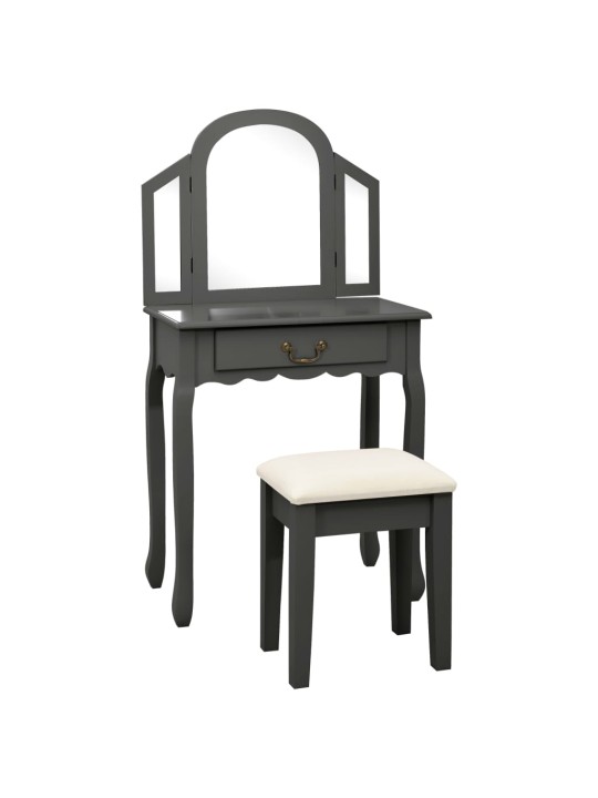 Toaletní stolek se stoličkou šedý 65x36x128 cm pavlovnia MDF