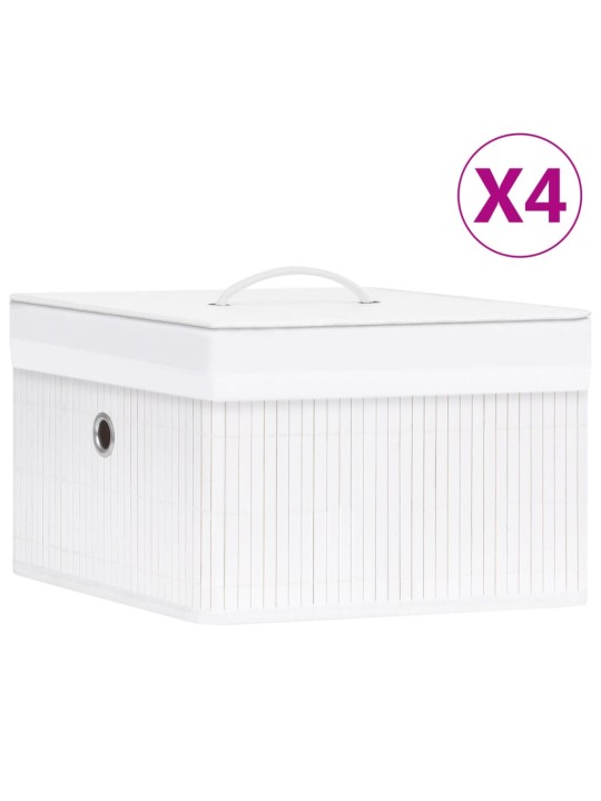 Bambusové úložné boxy 4 ks bílé