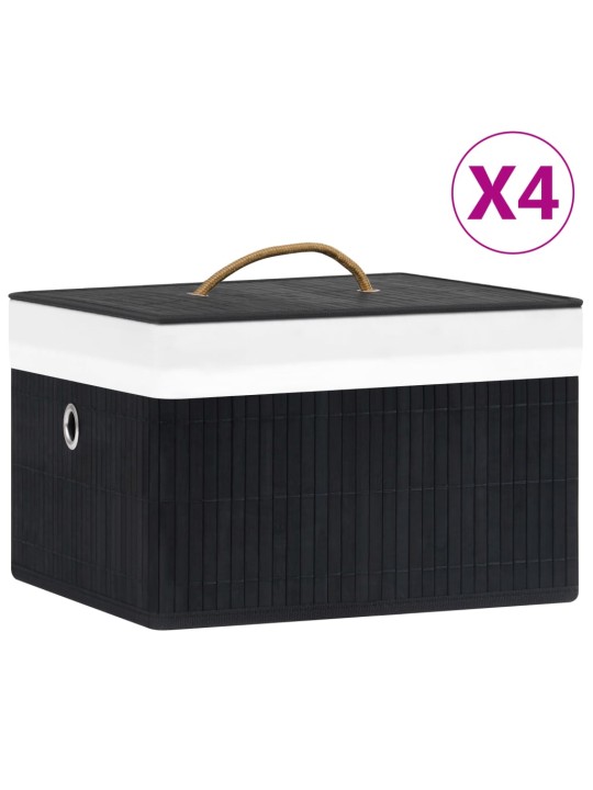 Bambusové úložné boxy 4 ks černé