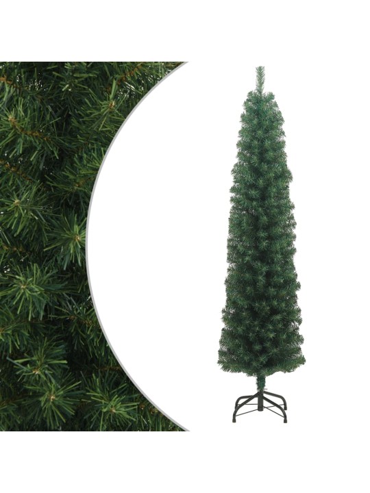 Úzký umělý vánoční stromek se stojanem zelený 210 cm PVC