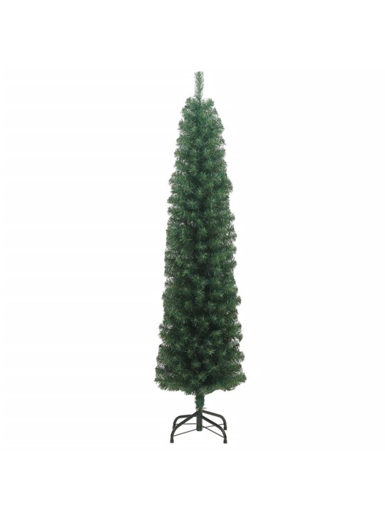 Úzký umělý vánoční stromek se stojanem zelený 210 cm PVC