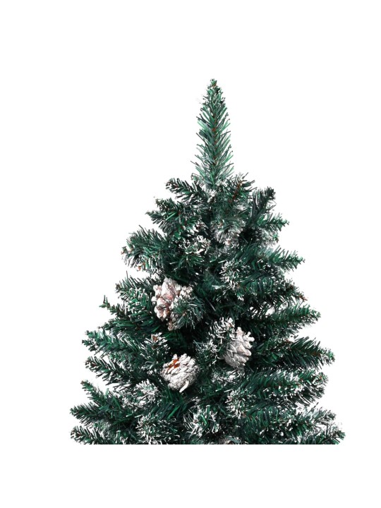 Úzký vánoční stromek pravé dřevo a bílý sníh zelený 210 cm