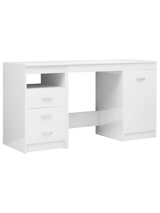 Psací stůl bílý s vysokým leskem 140x50x76 cm kompozitní dřevo