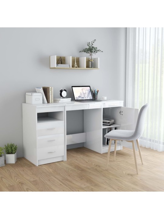 Psací stůl bílý s vysokým leskem 140x50x76 cm kompozitní dřevo