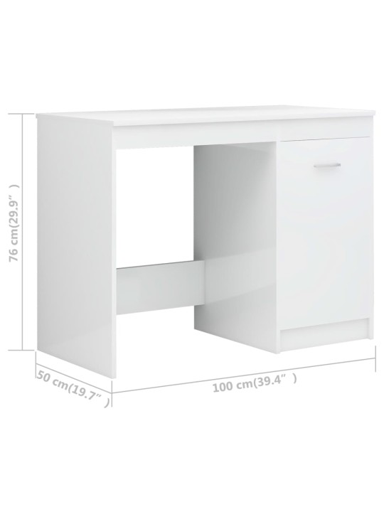 Psací stůl bílý s vysokým leskem 140x50x76 cm kompozitní dřevo