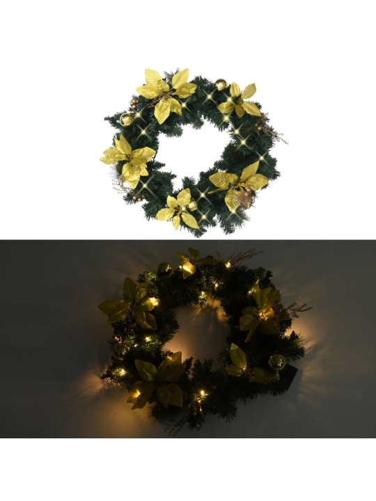 Vánoční věnec s LED diodami zelený 60 cm PVC