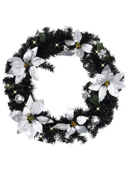 Vánoční věnec s led diodami černý 60 cm pvc