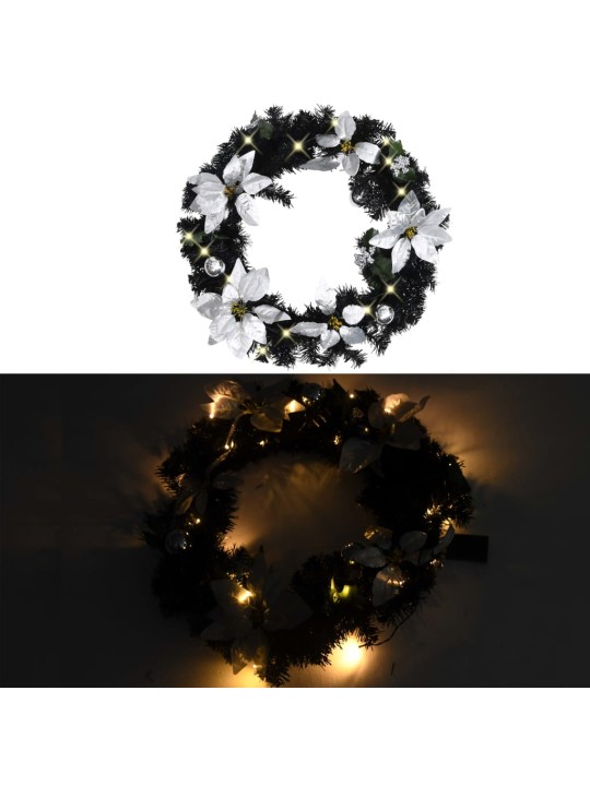 Vánoční věnec s led diodami černý 60 cm pvc