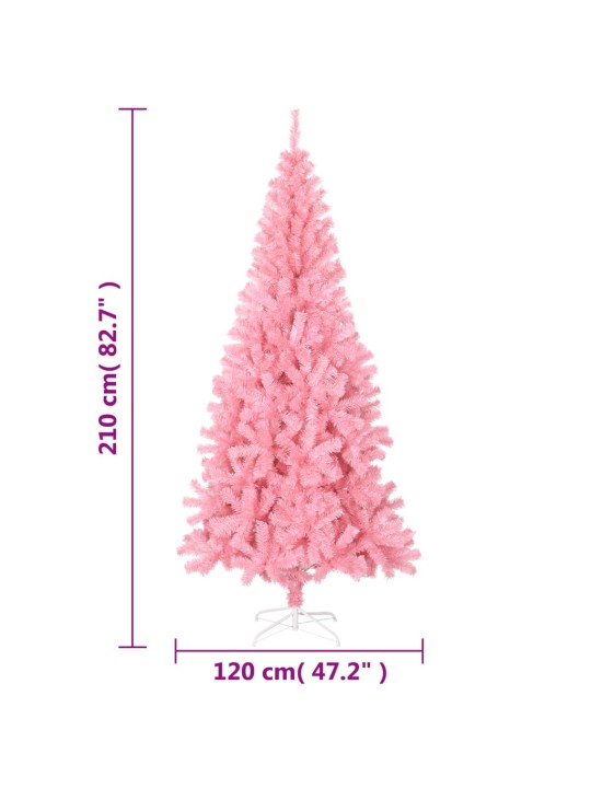 Umělý vánoční stromek se stojanem růžový 210 cm PVC