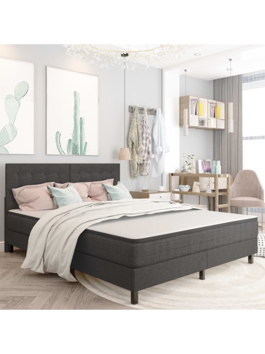 Postel boxspring tmavě šedá textil 180 x 200 cm