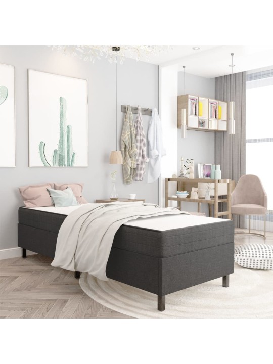 Postel boxspring tmavě šedá textil 80 x 200 cm