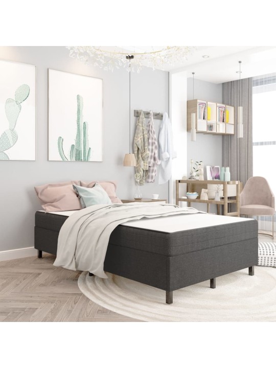Postel boxspring tmavě šedá textil 120 x 200 cm
