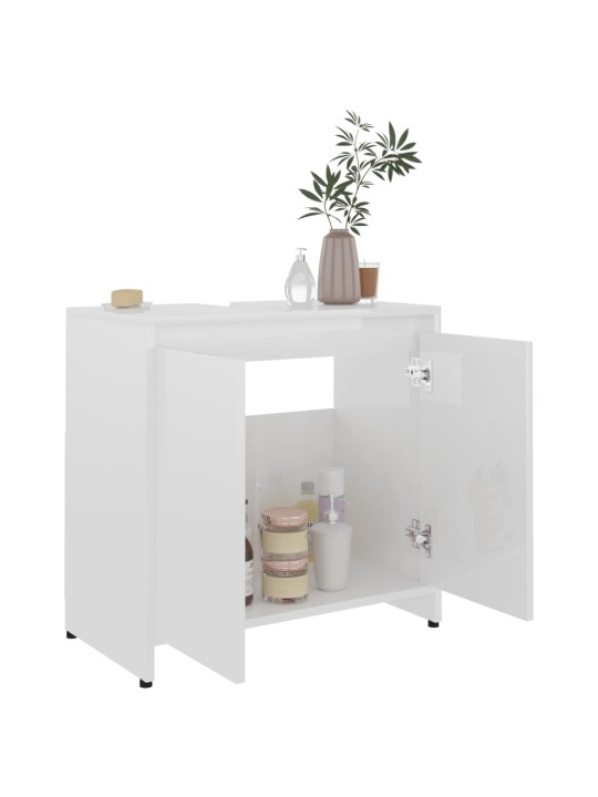 Koupelnová skříňka bílá lesklá 60 x 33 x 61 cm kompozitní dřevo