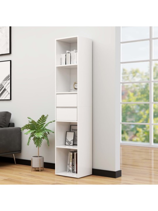 Knihovna bílá s vysokým leskem 36x30x171 cm kompozitní dřevo
