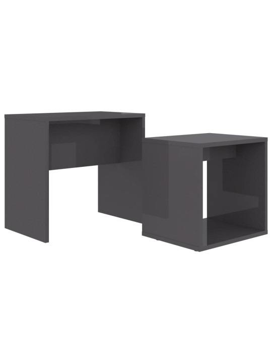 Set konferenčních stolků šedý lesklý 48x30x45 kompozitní dřevo