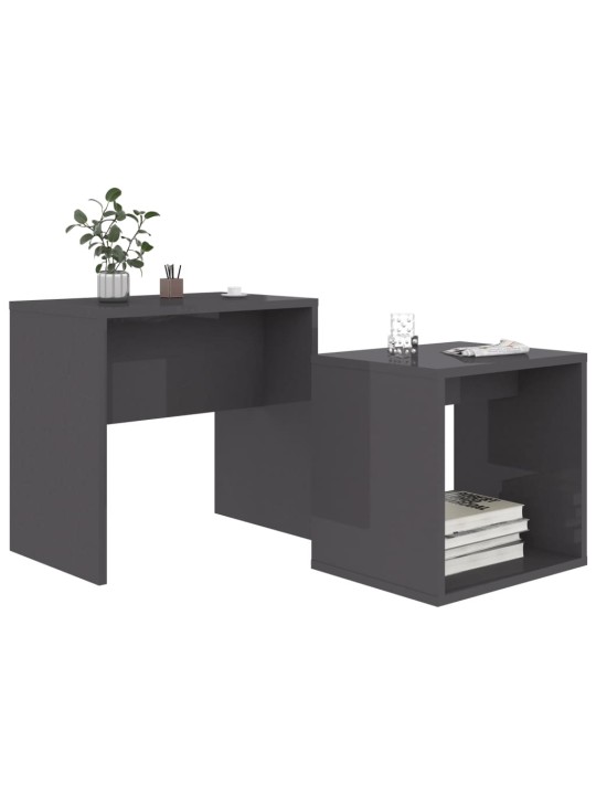 Set konferenčních stolků šedý lesklý 48x30x45 kompozitní dřevo