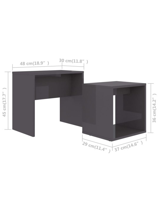 Set konferenčních stolků šedý lesklý 48x30x45 kompozitní dřevo