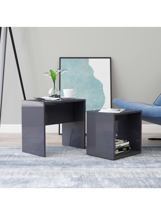 Set konferenčních stolků šedý lesklý 48x30x45 kompozitní dřevo