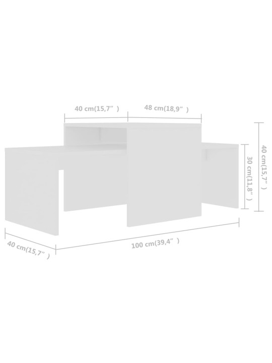 Set konferenčních stolků bílý 100 x 48 x 40 cm kompozitní dřevo