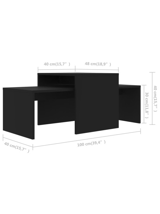 Set konferenčních stolků černý 100x48x40 cm kompozitní dřevo