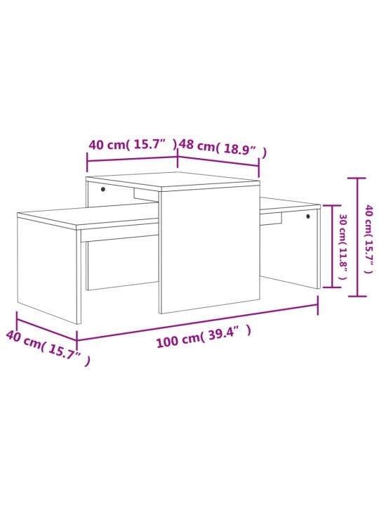 Set konferenčních stolků betonově šedý 100x48x40 cm kompozit