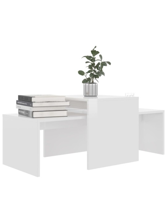 Set konferenčních stolků bílý vysoký lesk 100x48x40 cm kompozit