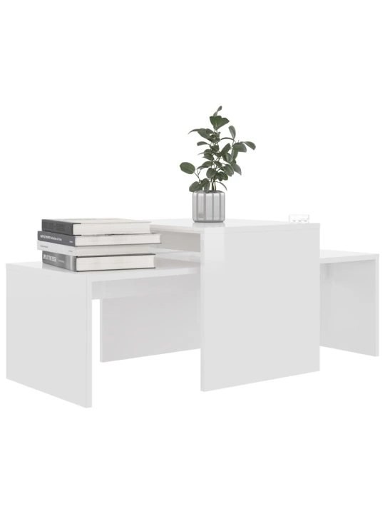 Set konferenčních stolků bílý vysoký lesk 100x48x40 cm kompozit