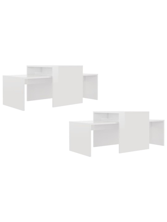 Set konferenčních stolků bílý vysoký lesk 100x48x40 cm kompozit