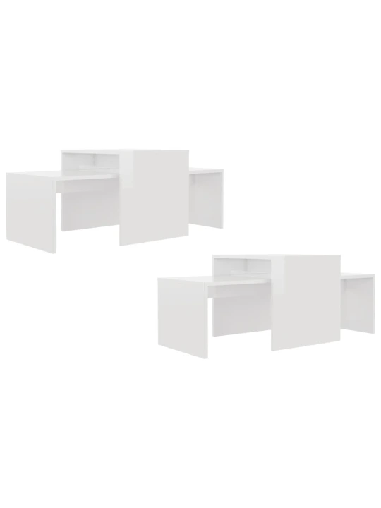 Set konferenčních stolků bílý vysoký lesk 100x48x40 cm kompozit