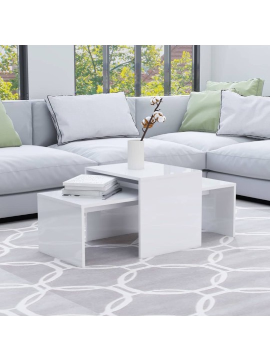 Set konferenčních stolků bílý vysoký lesk 100x48x40 cm kompozit