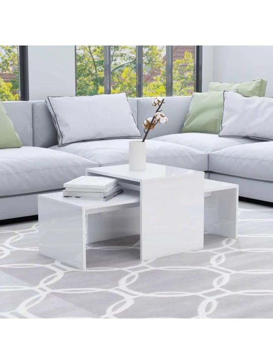 Set konferenčních stolků bílý vysoký lesk 100x48x40 cm kompozit