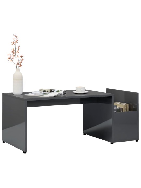 Konferenční stolek šedý s vysokým leskem 90x45x35 cm kompozit