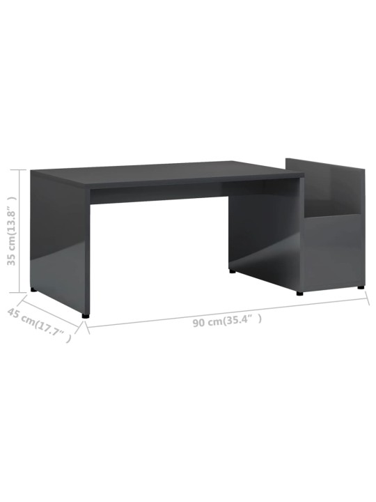 Konferenční stolek šedý s vysokým leskem 90x45x35 cm kompozit