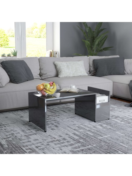 Konferenční stolek šedý s vysokým leskem 90x45x35 cm kompozit