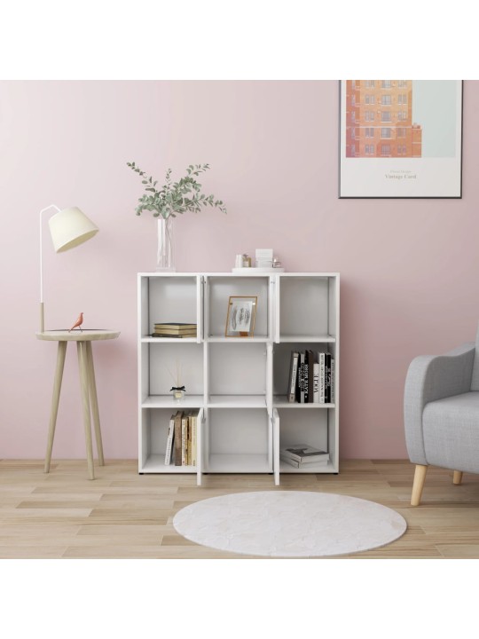 Knihovna bílá 90 x 30 x 90 cm kompozitní dřevo