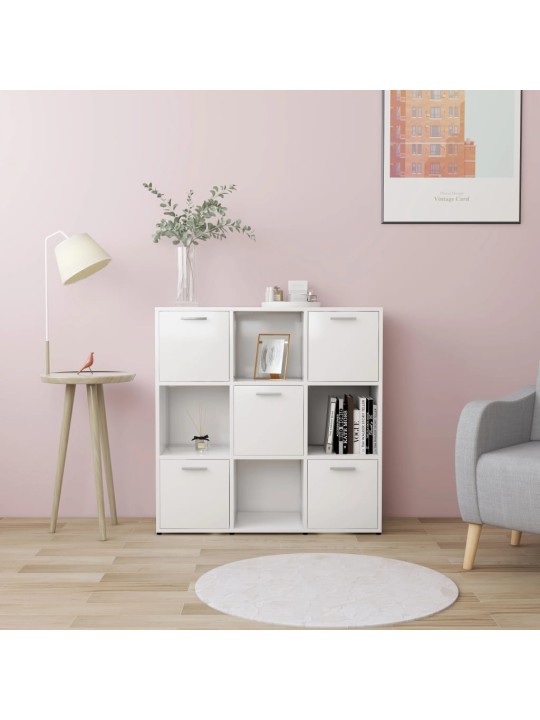 Knihovna bílá 90 x 30 x 90 cm kompozitní dřevo