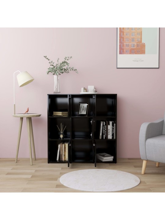 Knihovna černá 90 x 30 x 90 cm kompozitní dřevo