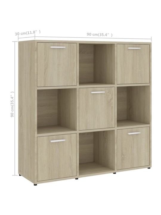 Knihovna dub sonoma 90 x 30 x 90 cm kompozitní dřevo