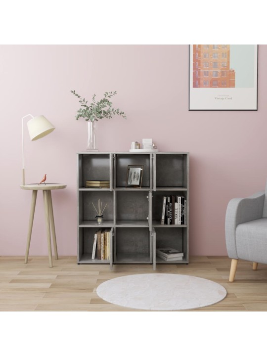 Knihovna betonově šedá 90 x 30 x 90 cm kompozitní dřevo