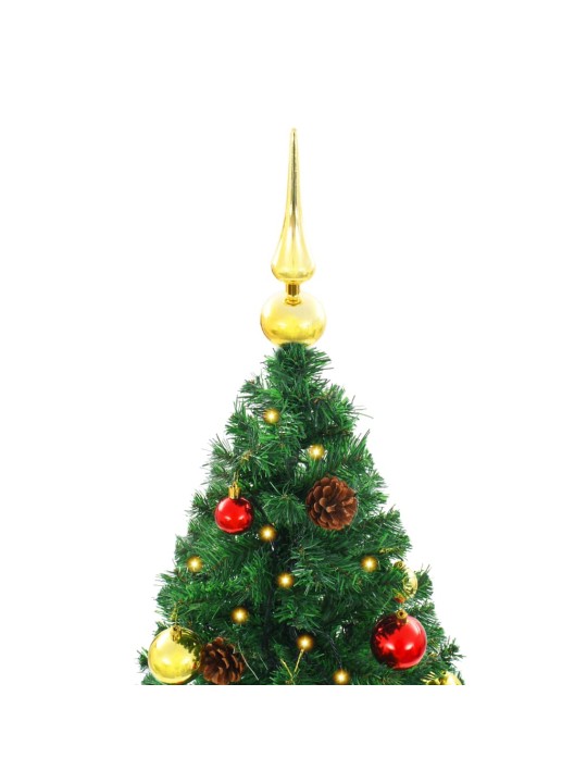 Vánoční stromek s LED osvětlením a baňkami zelený 210 cm