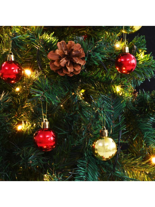 Vánoční stromek s LED osvětlením a baňkami zelený 210 cm