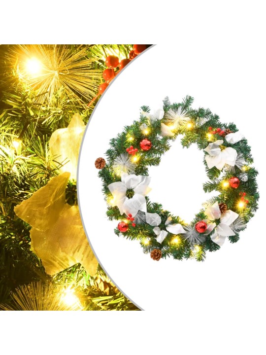 Vánoční věnec s LED diodami zelený 60 cm PVC