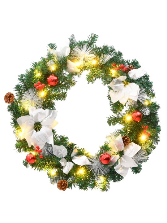 Vánoční věnec s LED diodami zelený 60 cm PVC